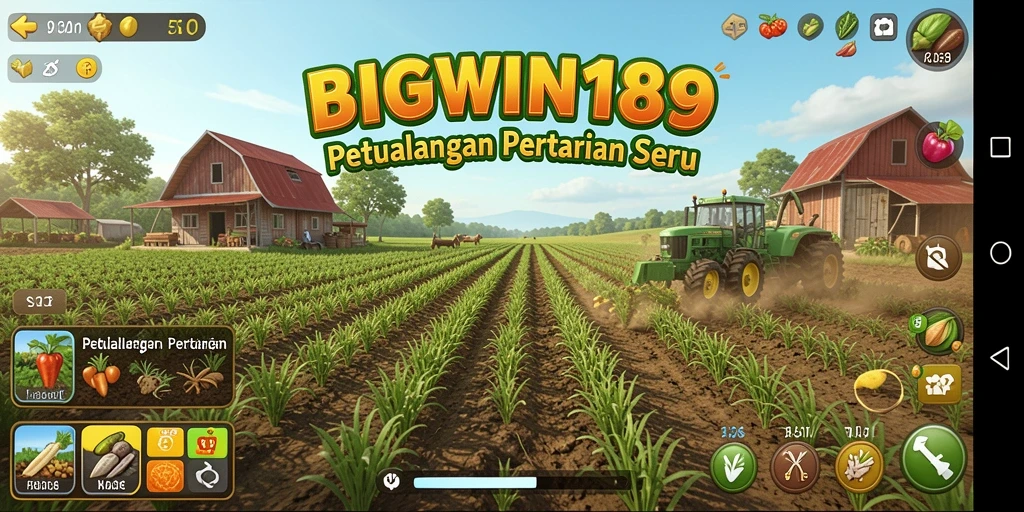 Screenshot menunjukkan gameplay seru dari BIGWIN189 yang berkaitan dengan pertanian.