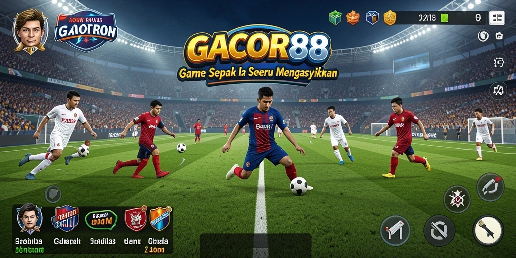 Tampilan gameplay menarik GACOR88 saat pertandingan sepak bola.