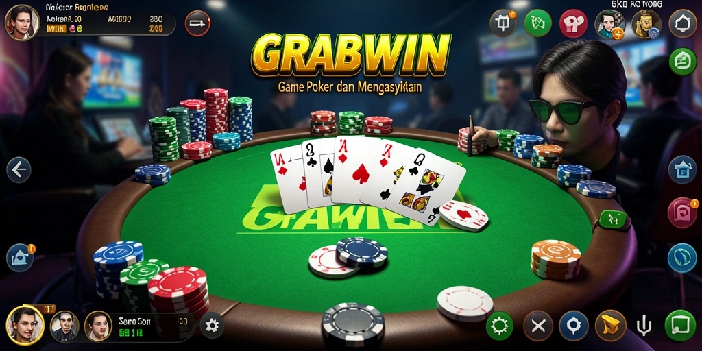 Tampilan menarik dari gameplay poker di GRABWIN.
