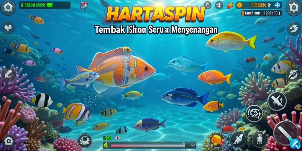 Gameplay Tembak Ikan HARTASPIN yang penuh aksi dan seru.