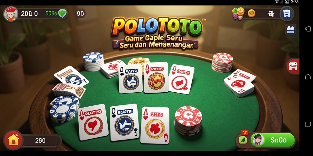 Screenshot utama POLOTOTO menampilkan gameplay Gaple yang seru.