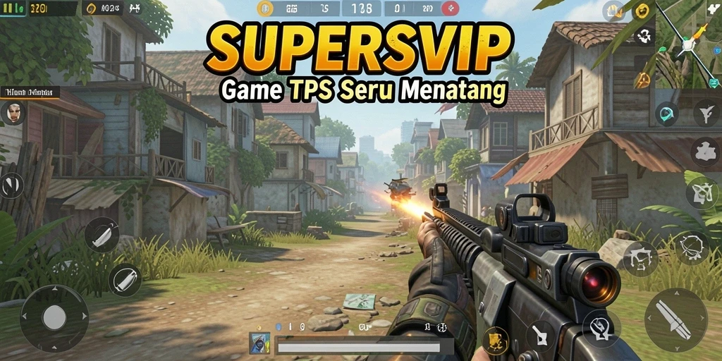 Screenshot <strong>SUPERSVIP</strong> menunjukkan pertarungan seru antarpemain dalam gameplay TPS.