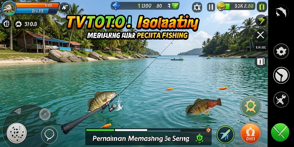 Tampilan gameplay seru dari TVTOTO saat menangkap ikan.